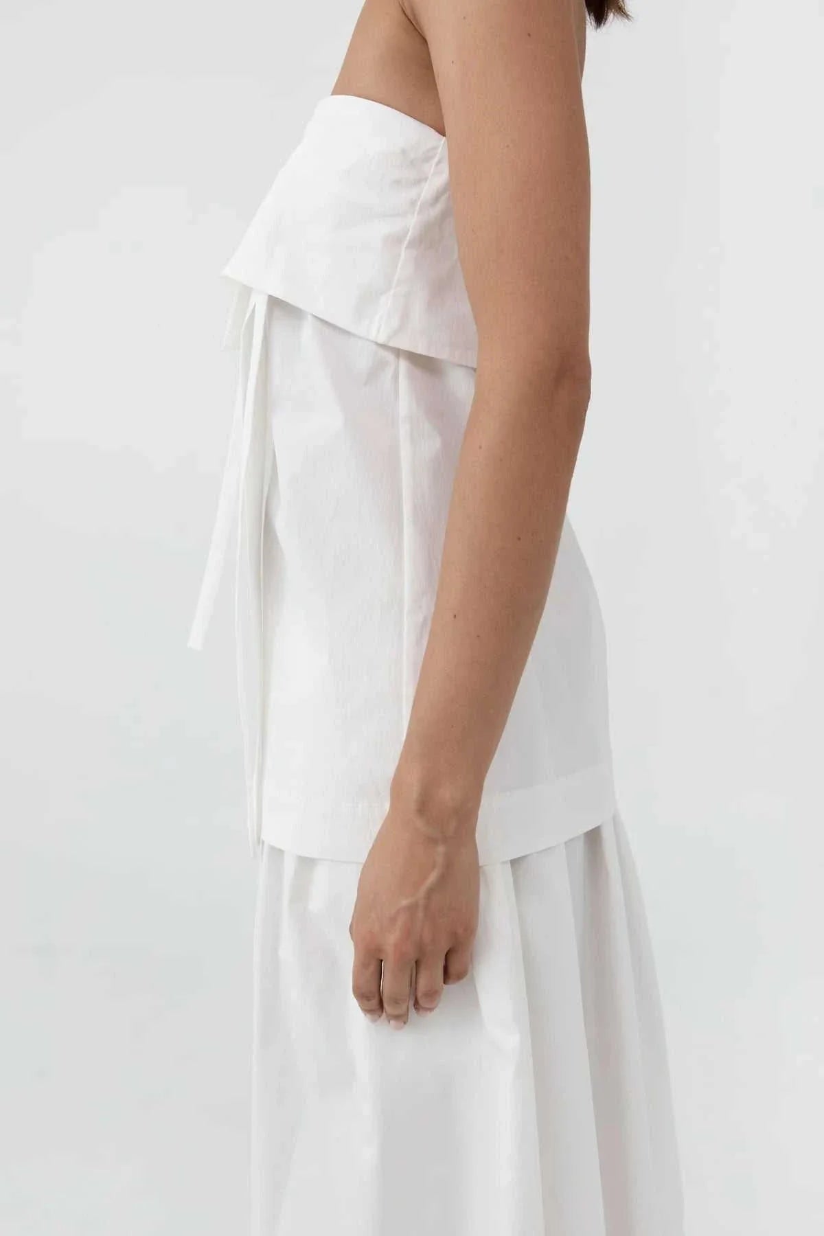 St Agni Strapless Wrap Top Off White