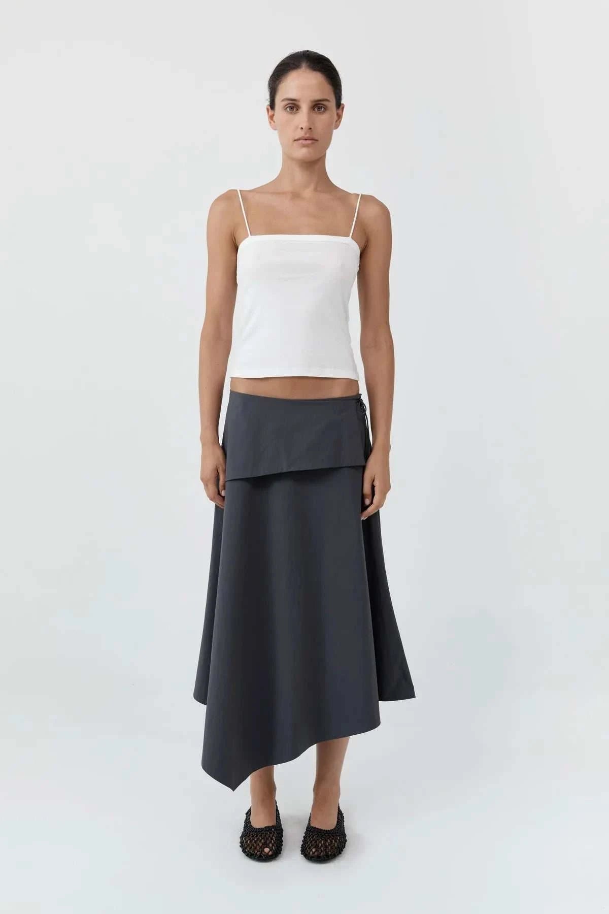 St Agni Organic Cotton Square Neck Cami White