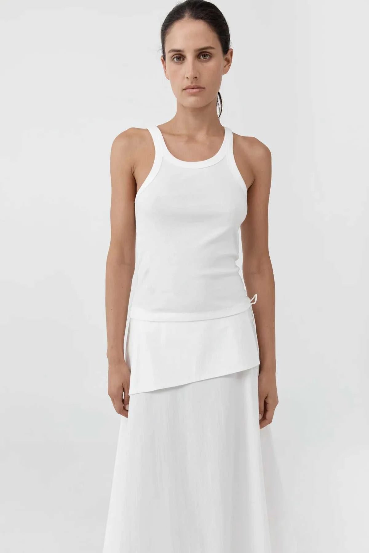 St Agni Organic Cotton Racer Singlet White