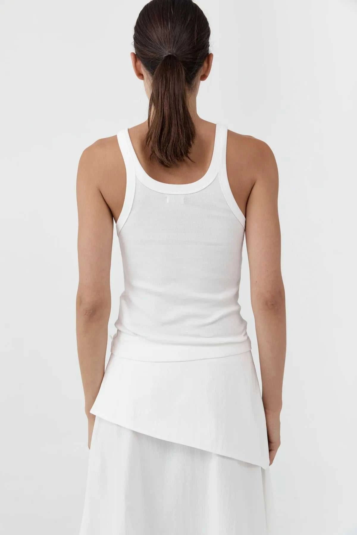 St Agni Organic Cotton Racer Singlet White