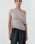 St Agni Fine Jersey Off Shoulder Top Soft Ash