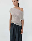 St Agni Fine Jersey Off Shoulder Top Soft Ash