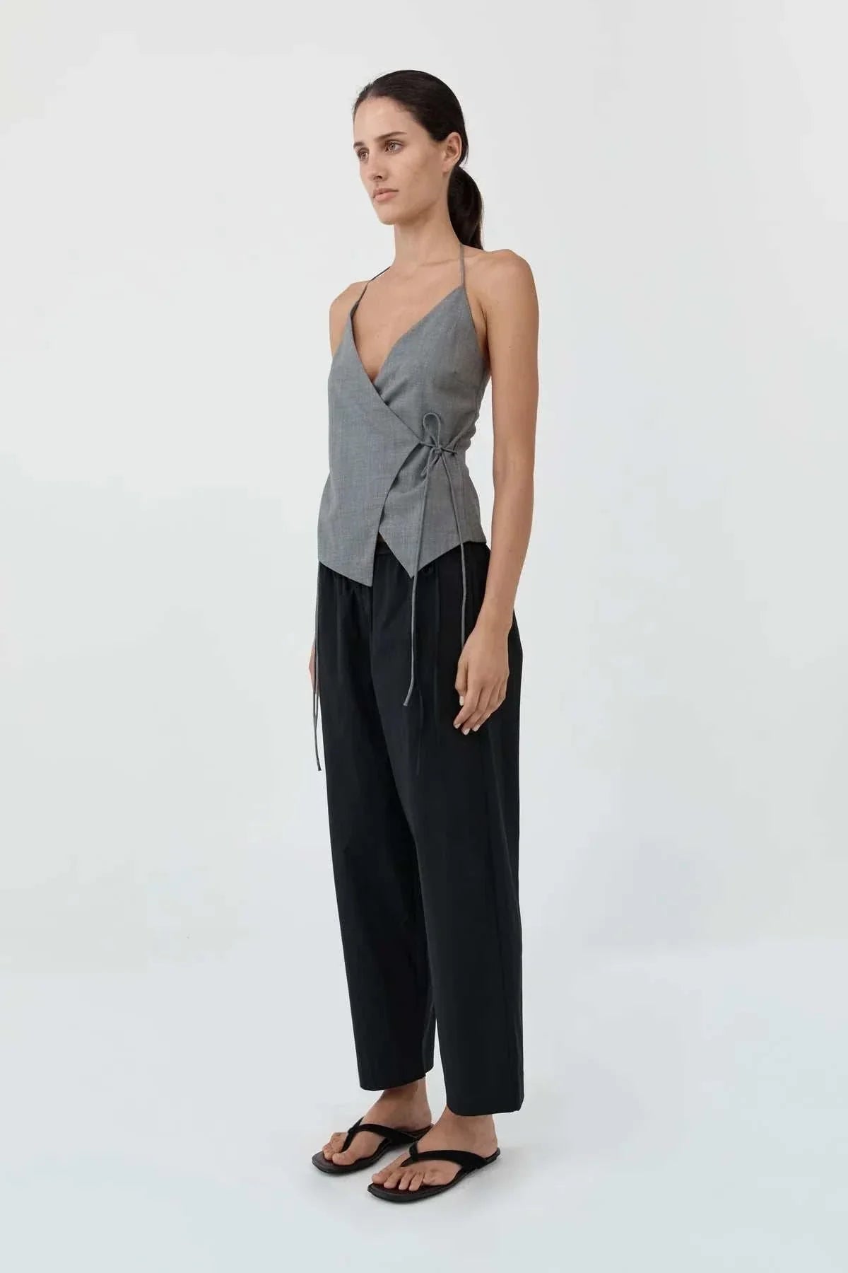 St Agni Fine Rouleau Crop Pants Black