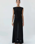 St Agni Stretch Silk Bateau Dress Black