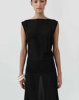 St Agni Stretch Silk Bateau Dress Black