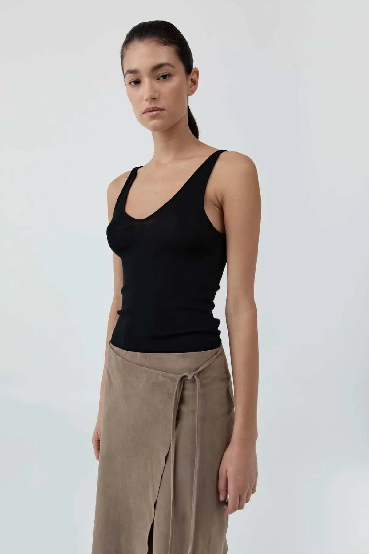 St Agni Baby Wool Scoop Cami Black