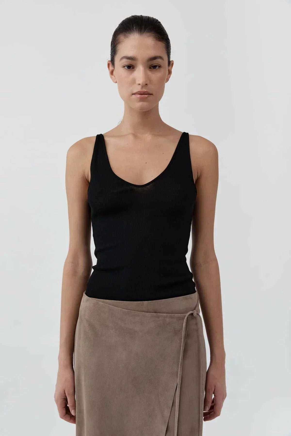 St Agni Baby Wool Scoop Cami Black