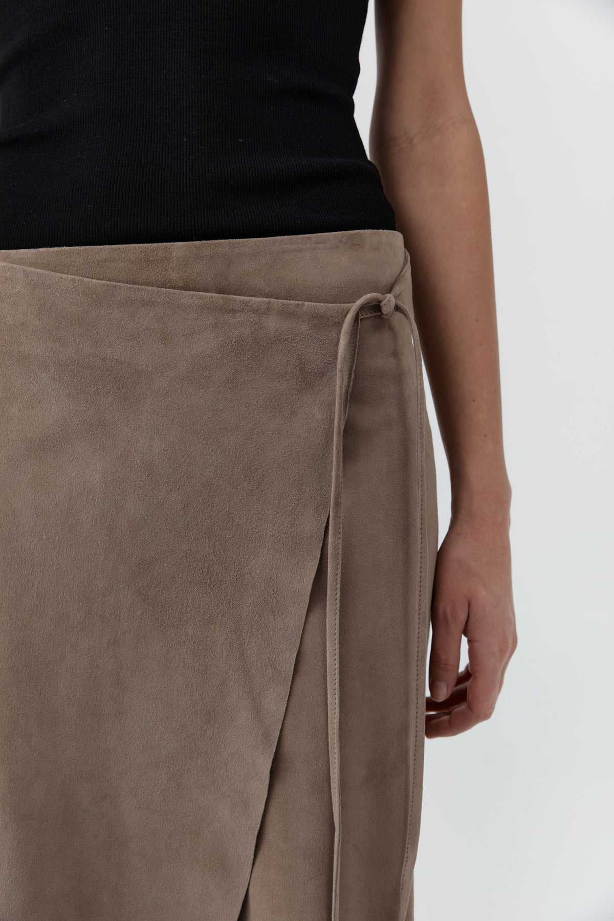 St Agni Suede Everyday Wrap Skirt Earth