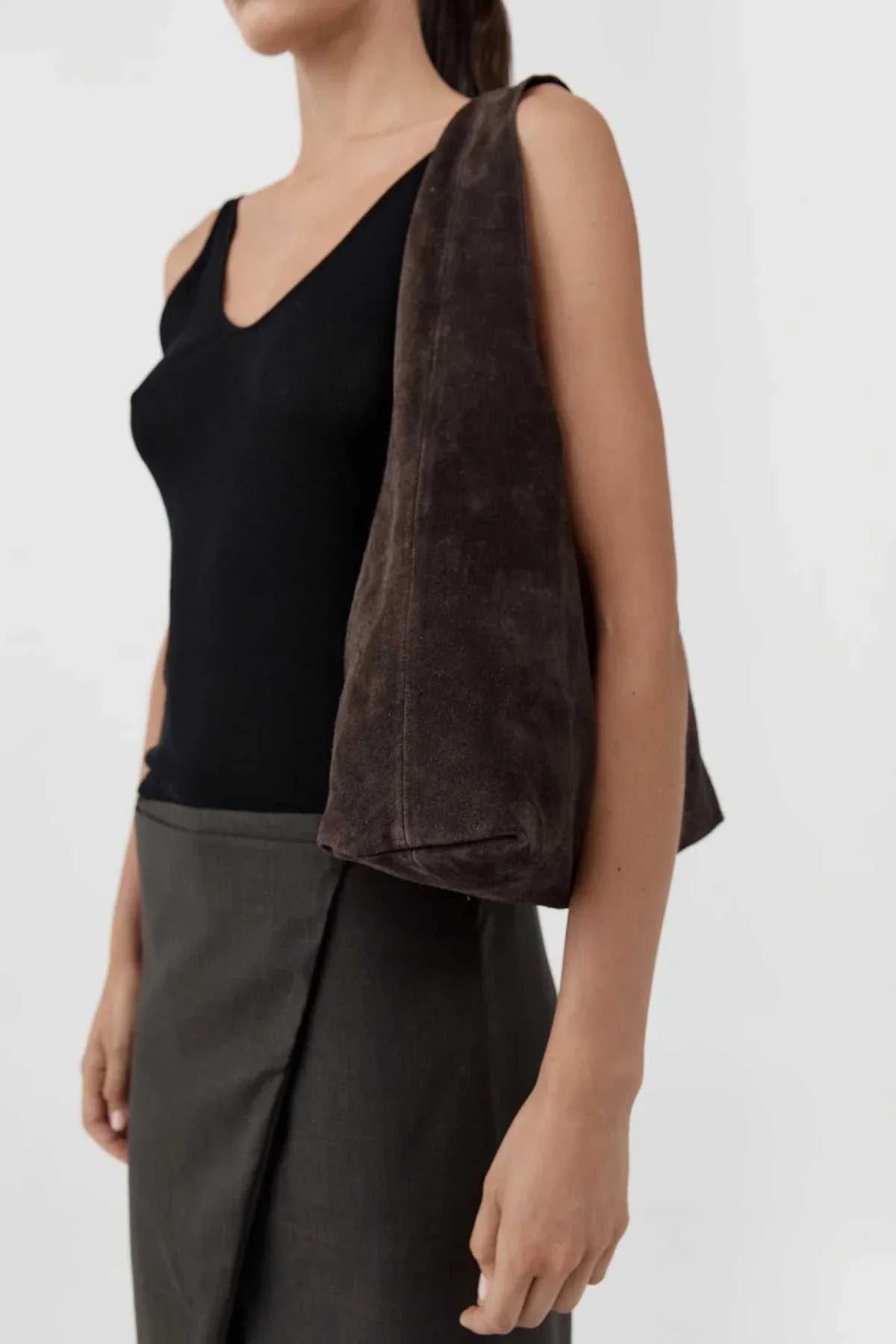 St Agni Suede Soft Bag Coffee