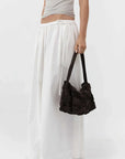 St Agni Suede Woven Envelope Mini Tote Coffee