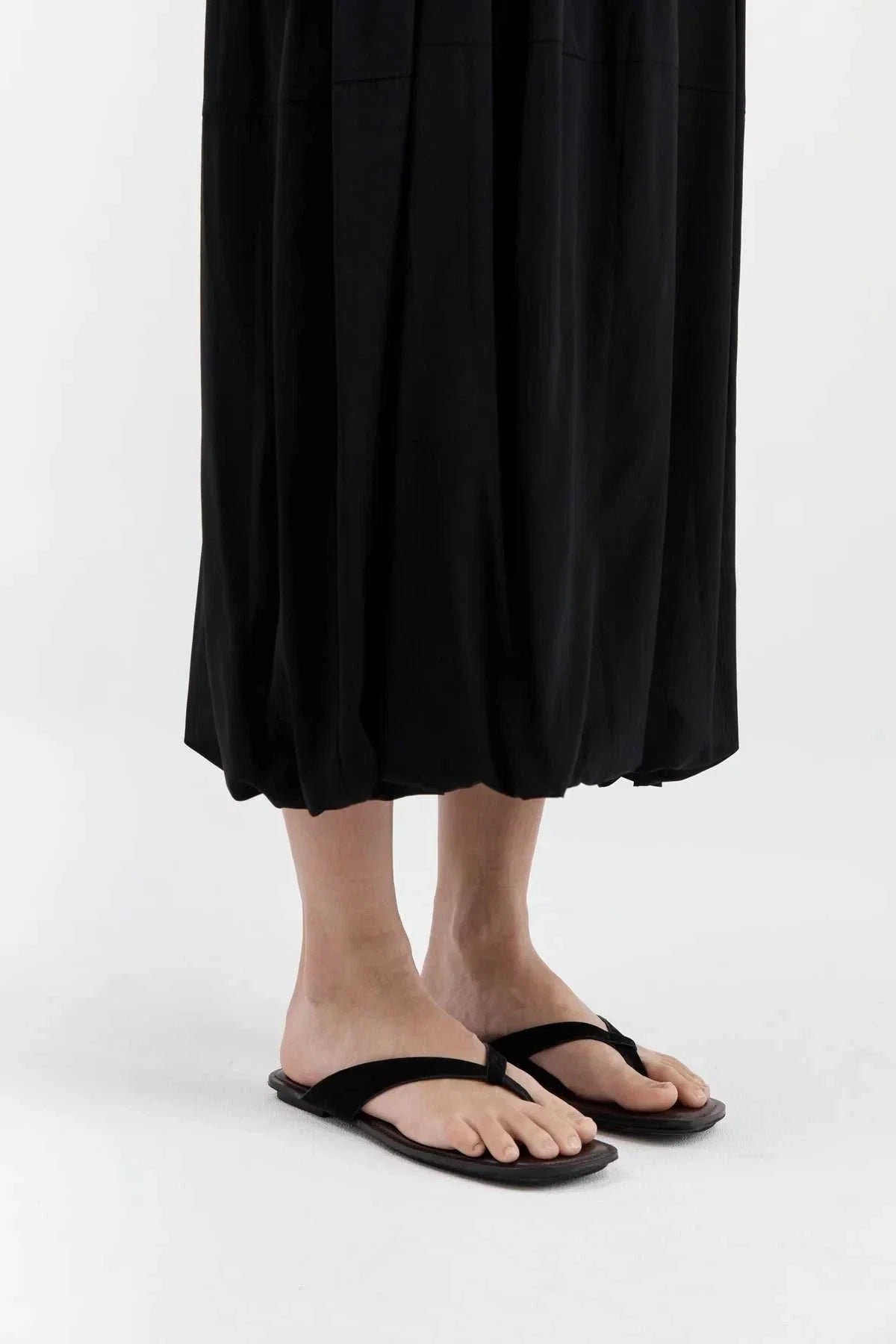 St Agni Suede Opanka Slide Black Coffee