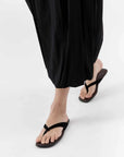 St Agni Suede Opanka Slide Black Coffee