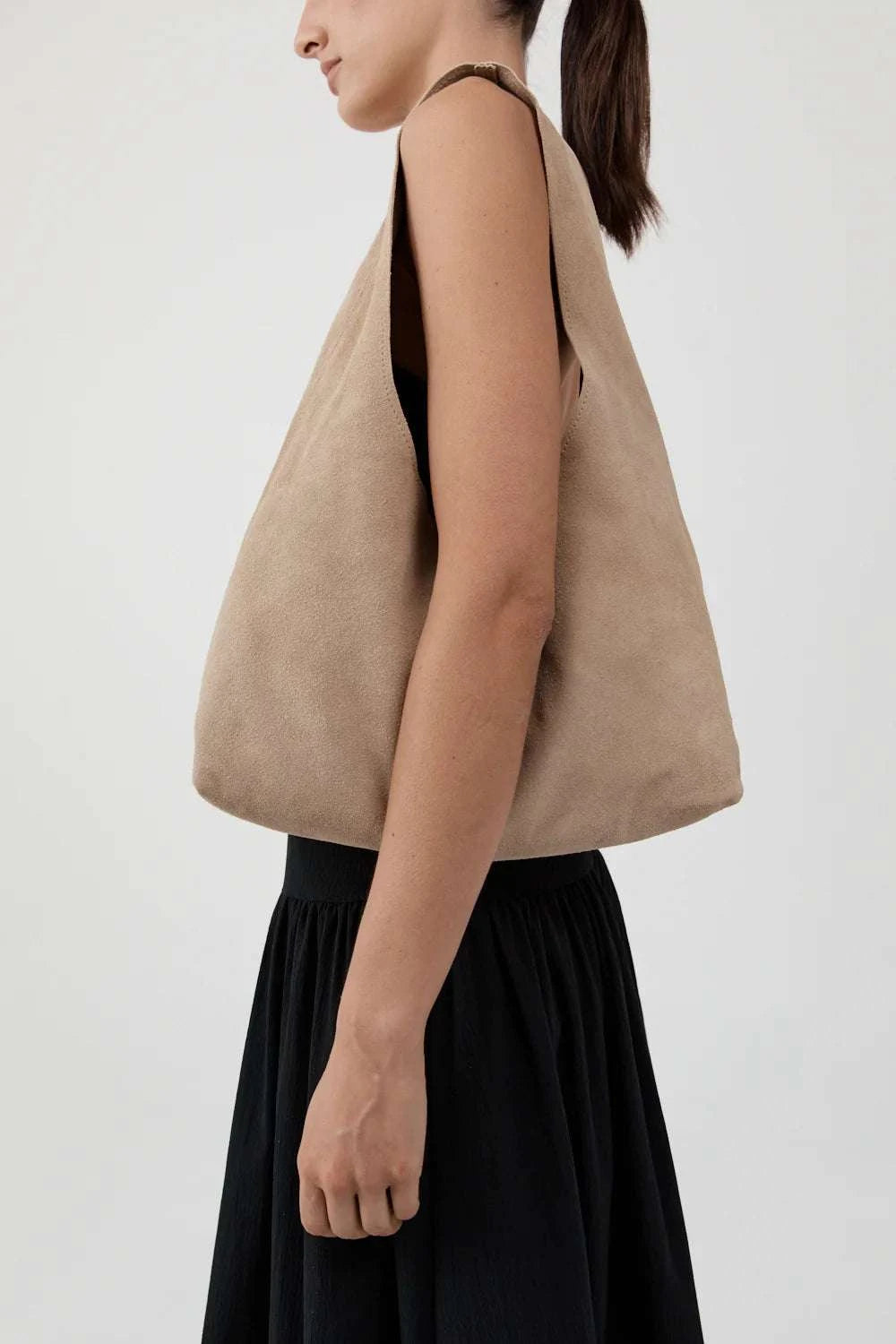 St Agni Suede Soft Bag Papyrus