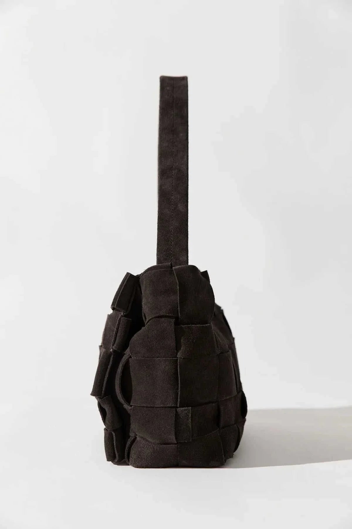 St Agni Suede Woven Envelope Mini Tote Coffee