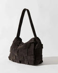 St Agni Suede Woven Envelope Mini Tote Coffee