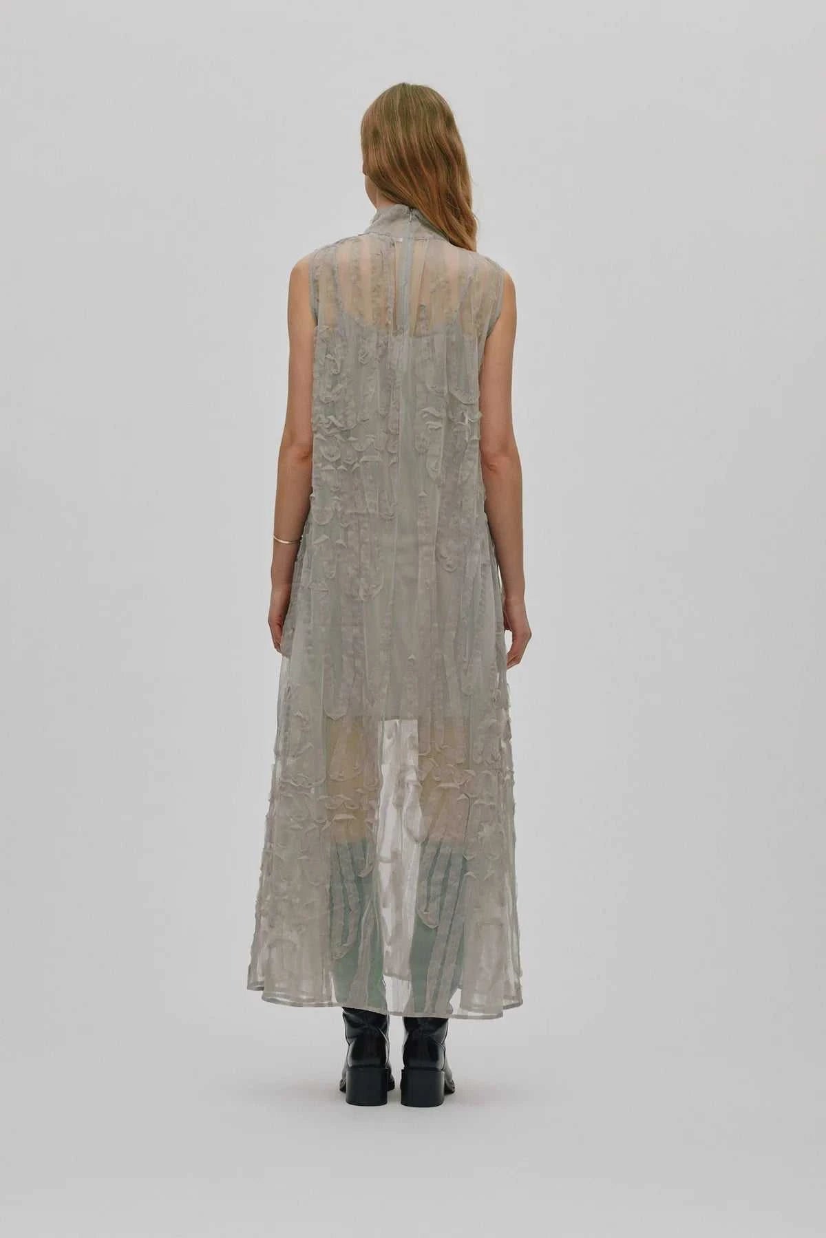 Rabens Saloner Allison Splash Netting Dress Silver