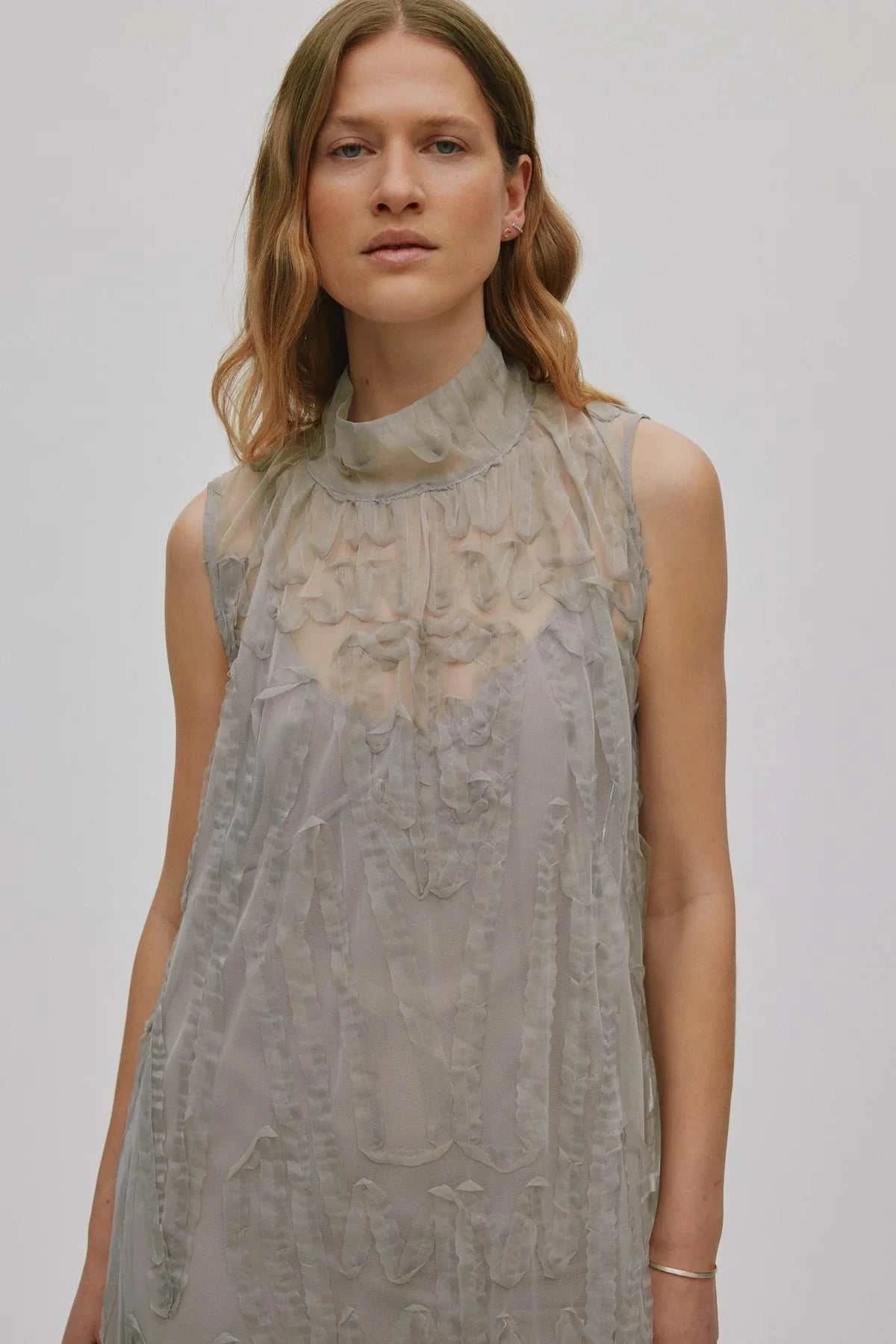 Rabens Saloner Allison Splash Netting Dress Silver