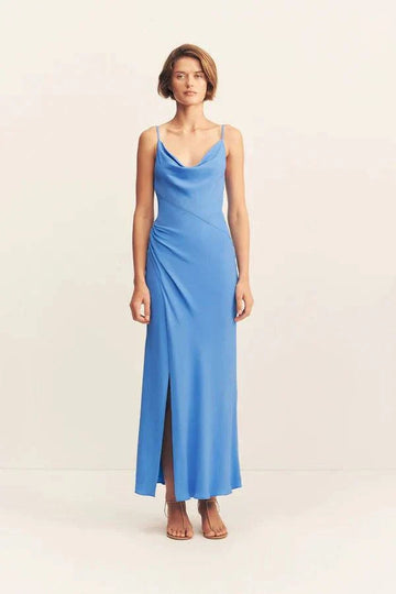 Shona Joy Pierce Cowl Neck Midi Dress Sonic Blue