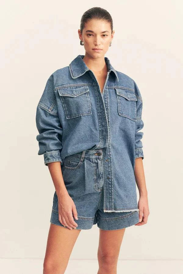 Shona Joy Raquel Oversized Shirt Vintage Blue