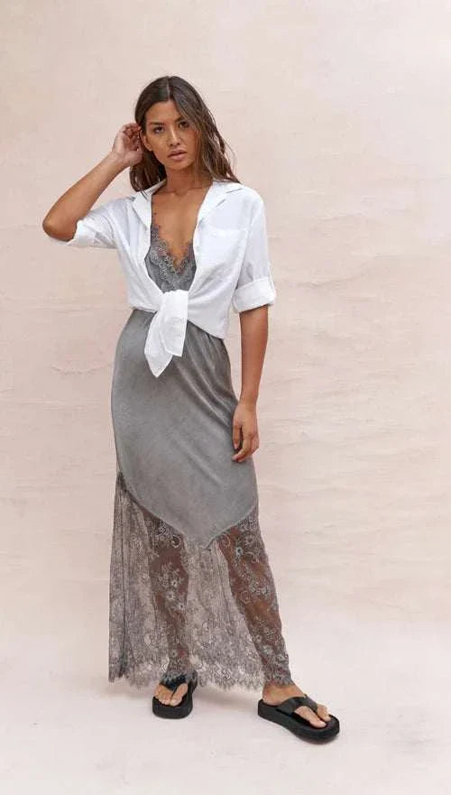 Charli Solange Slip Dress Mid Grey One Size