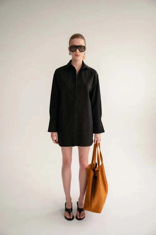 Wnsdy The Claire Shirt Dress Black