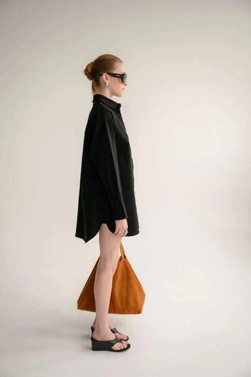 Wnsdy The Claire Shirt Dress Black
