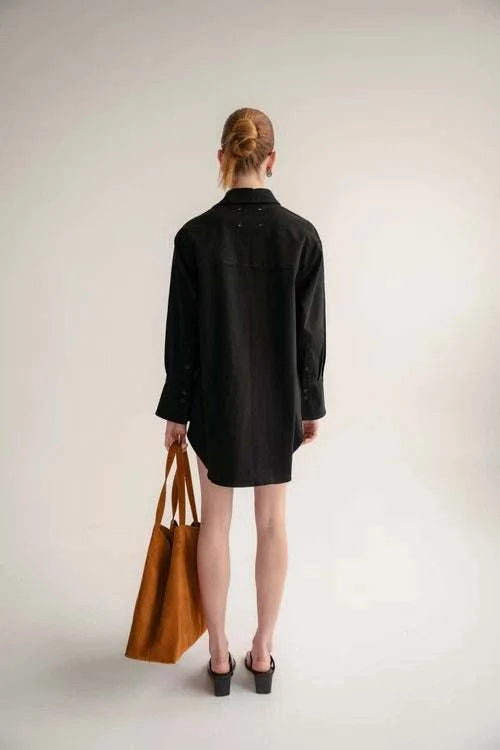 Wnsdy The Claire Shirt Dress Black