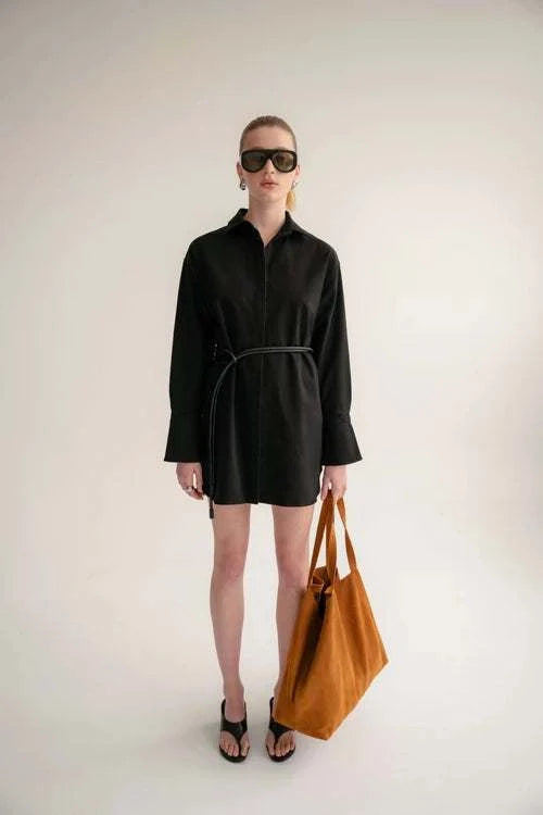 Wnsdy The Claire Shirt Dress Black