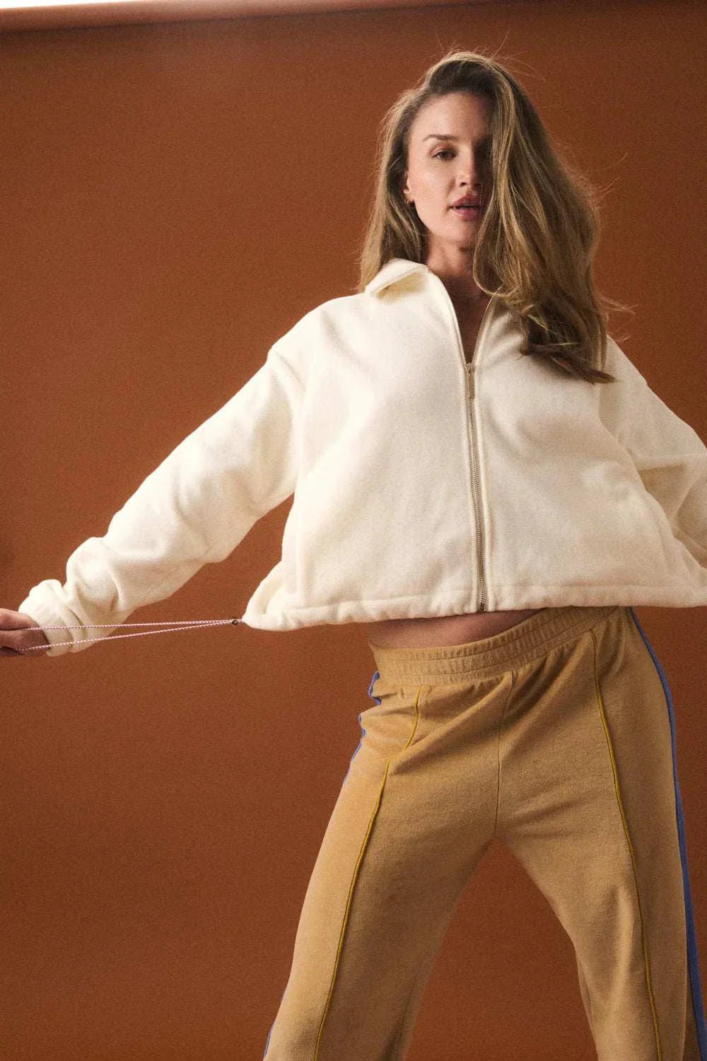 Araminta James Sherpa Zip Through Jacket in Coconut