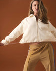 Araminta James Sherpa Zip Through Jacket in Coconut