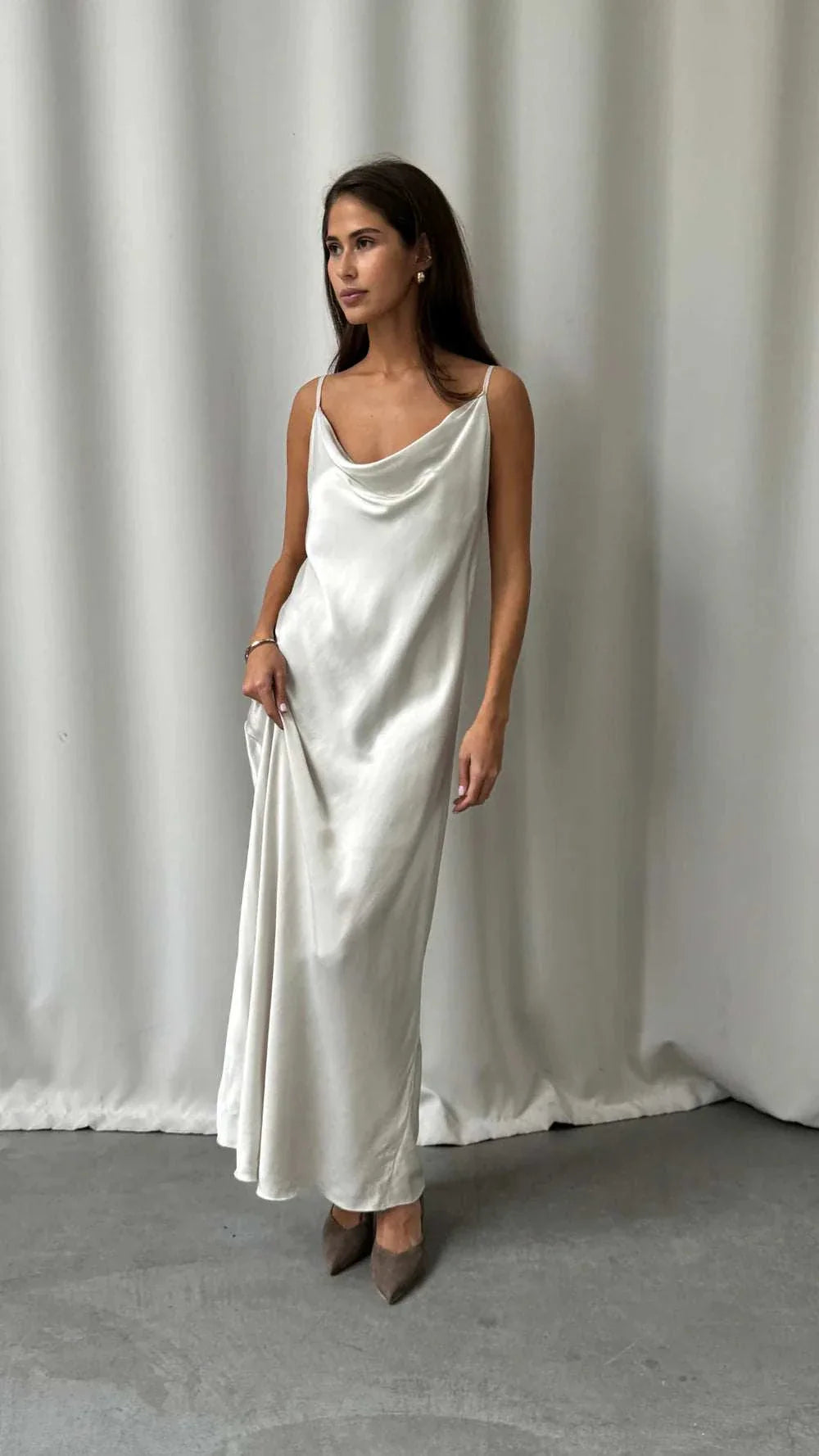Charli Alena Satin Dress Pearl One Size