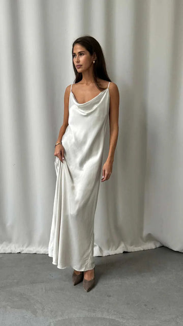 Charli Alena Satin Dress Pearl One Size