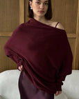 Charli Natalie Asymmetrical Sweater Burgundy One Size