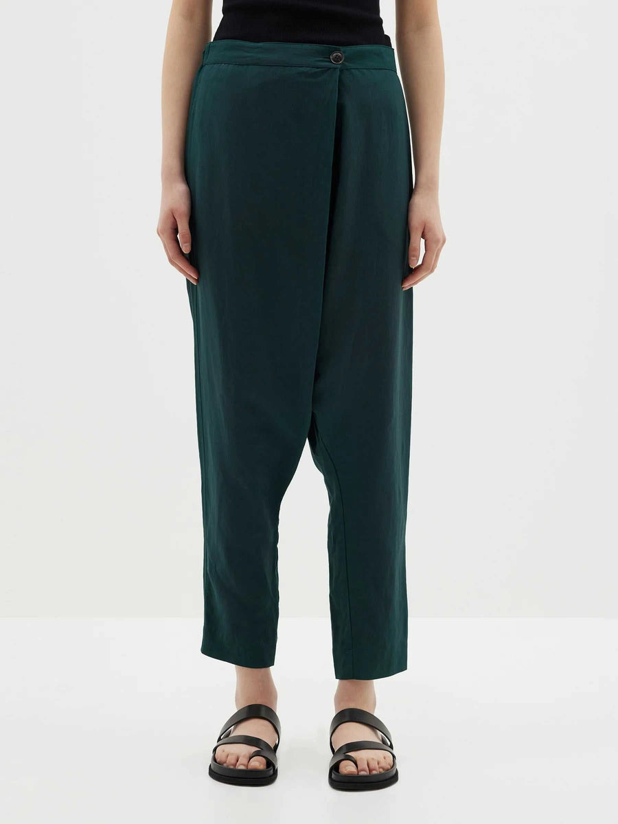 Bassike Viscose Linen Wrap Pant Malachite
