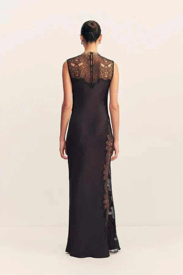 Shona Joy Lace High Neck Maxi Dress Black