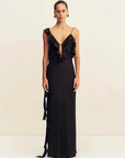 Shona Joy Ruffle Slip Maxi Dress Black