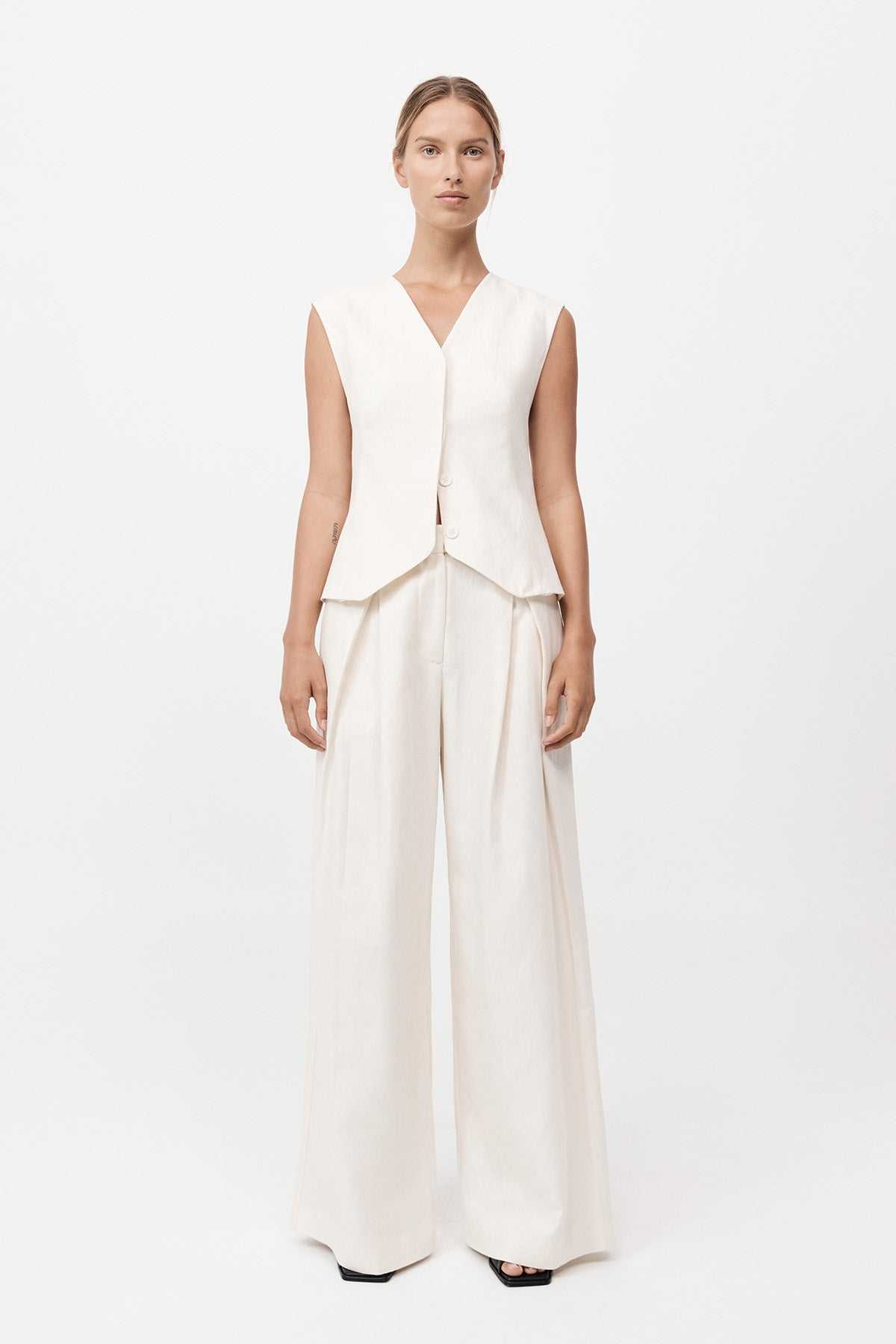 St Agni Minimal Tailored Vest Ivory