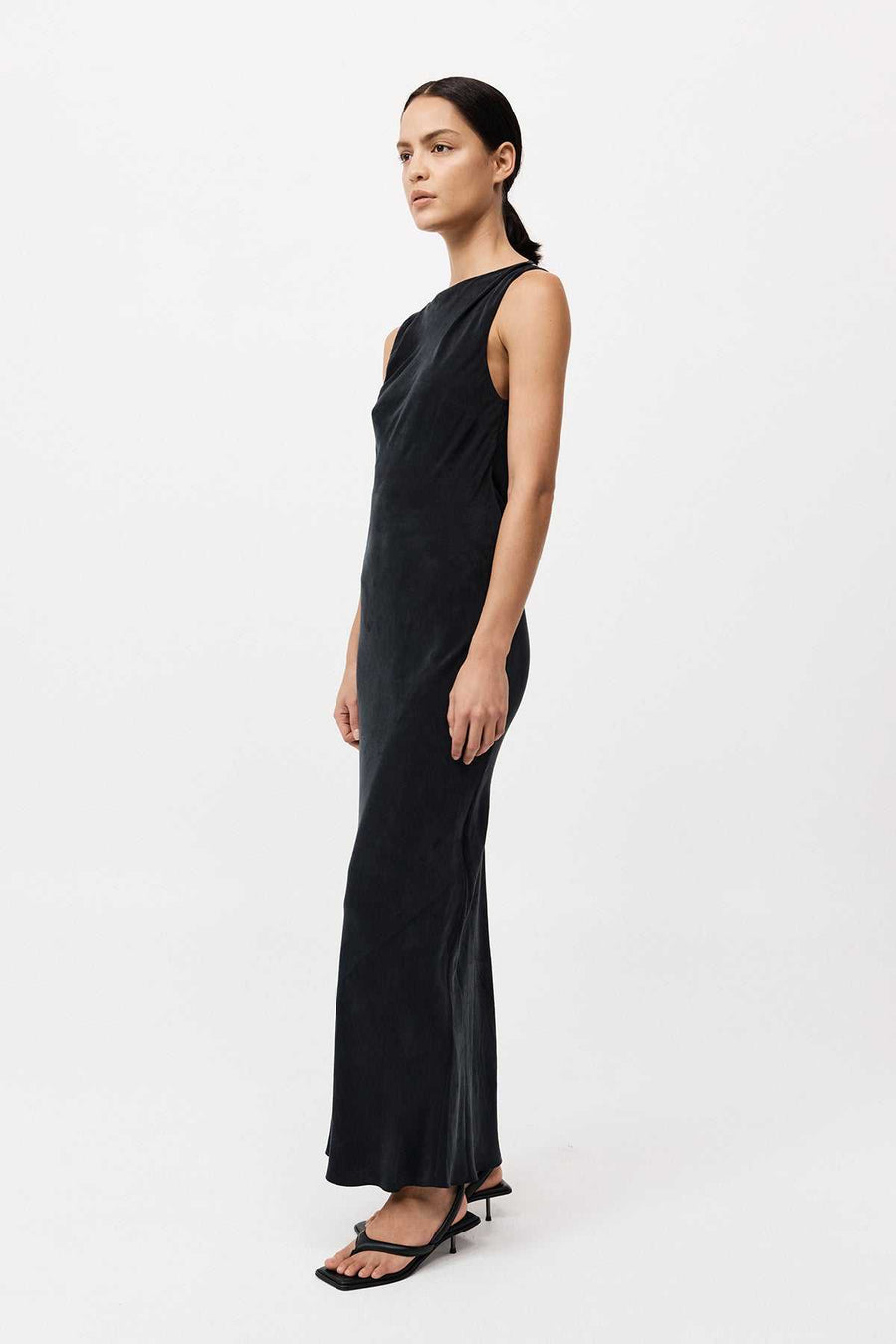 St Agni Drapped Cowl Dress Black