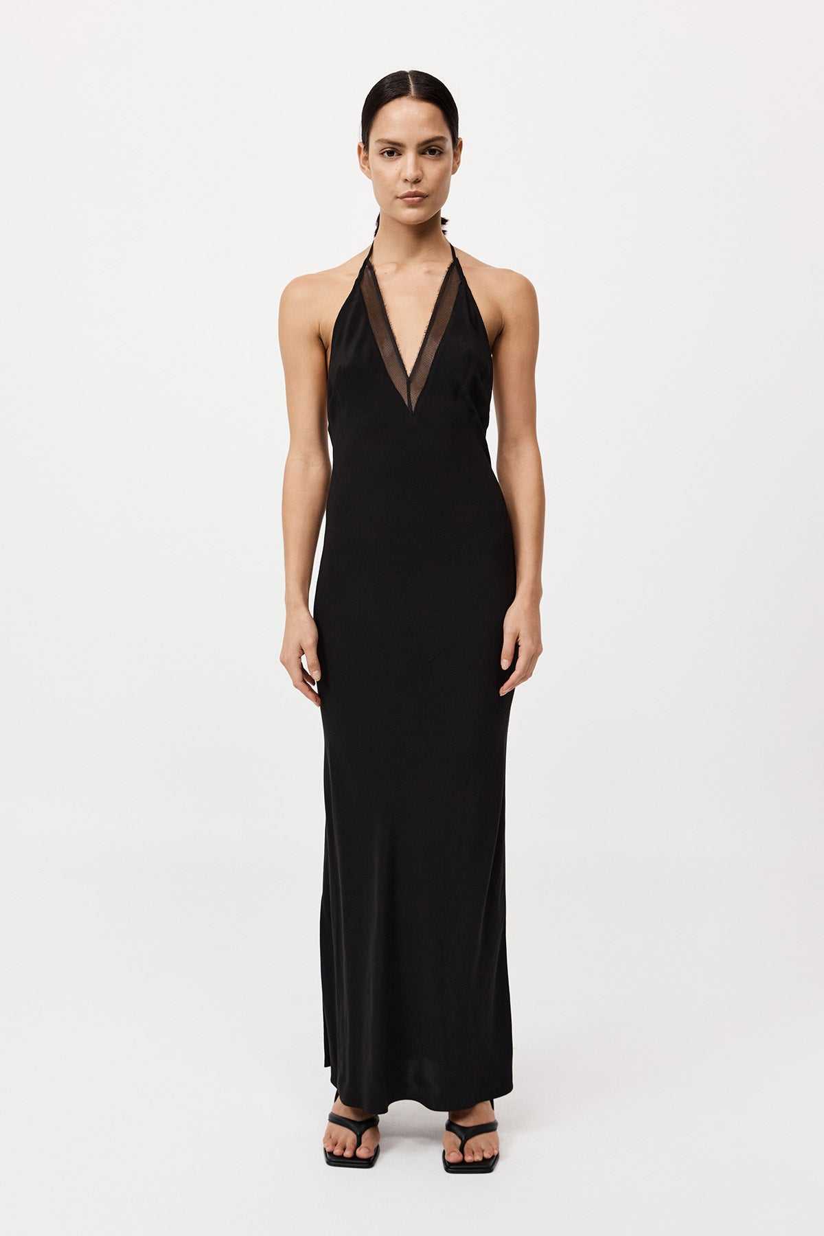 St Agni Mesh Bias Dress Black