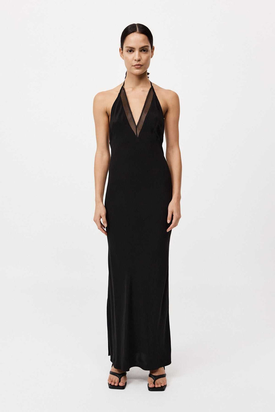 St Agni Mesh Bias Dress Black
