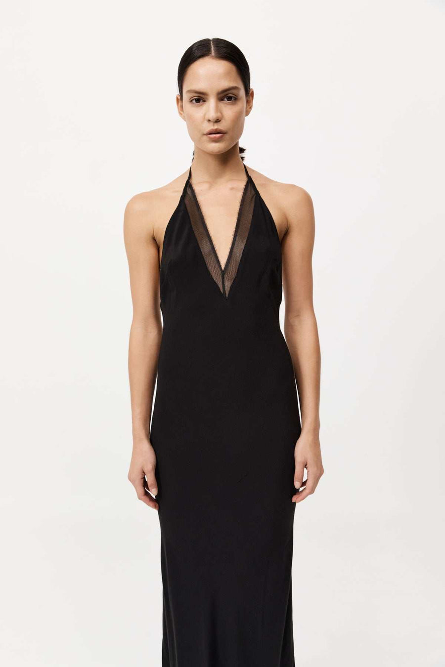 St Agni Mesh Bias Dress Black