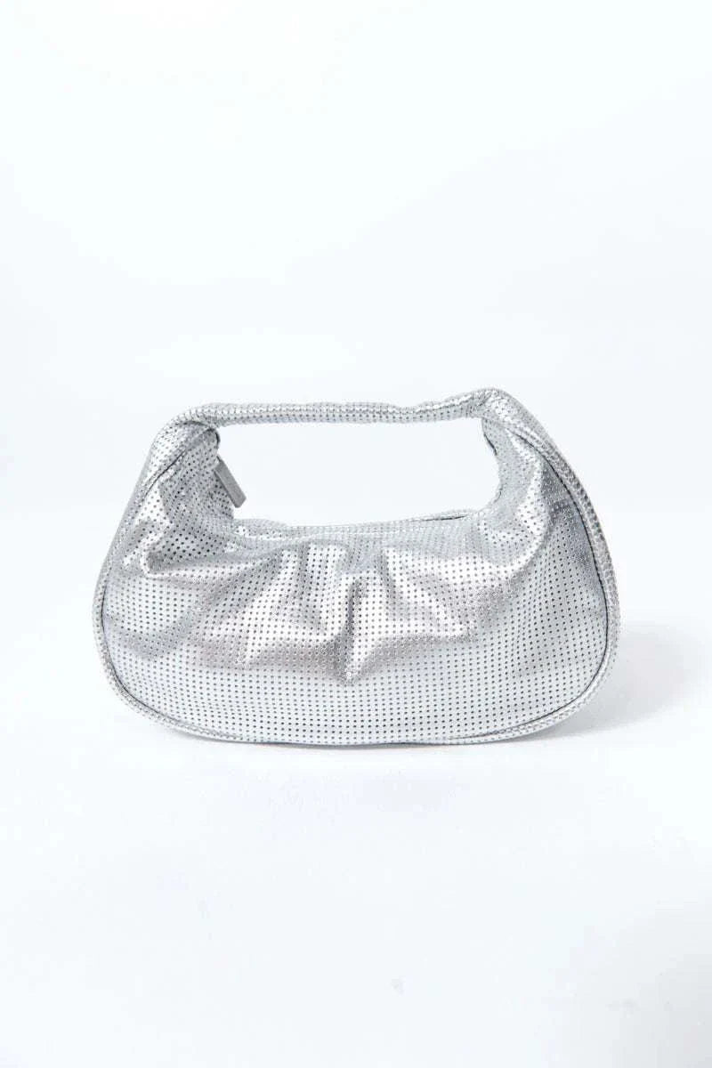 St Agni Perforated Mini Bon Bon Bag silver