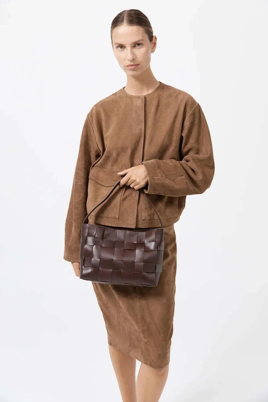 St Agni Woven Mini Tote Chocolate