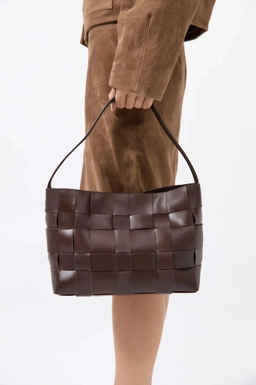 St Agni Woven Mini Tote Chocolate