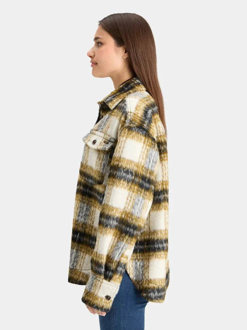 Scotch and Soda Brushed Check Wool Shirt Olive Check