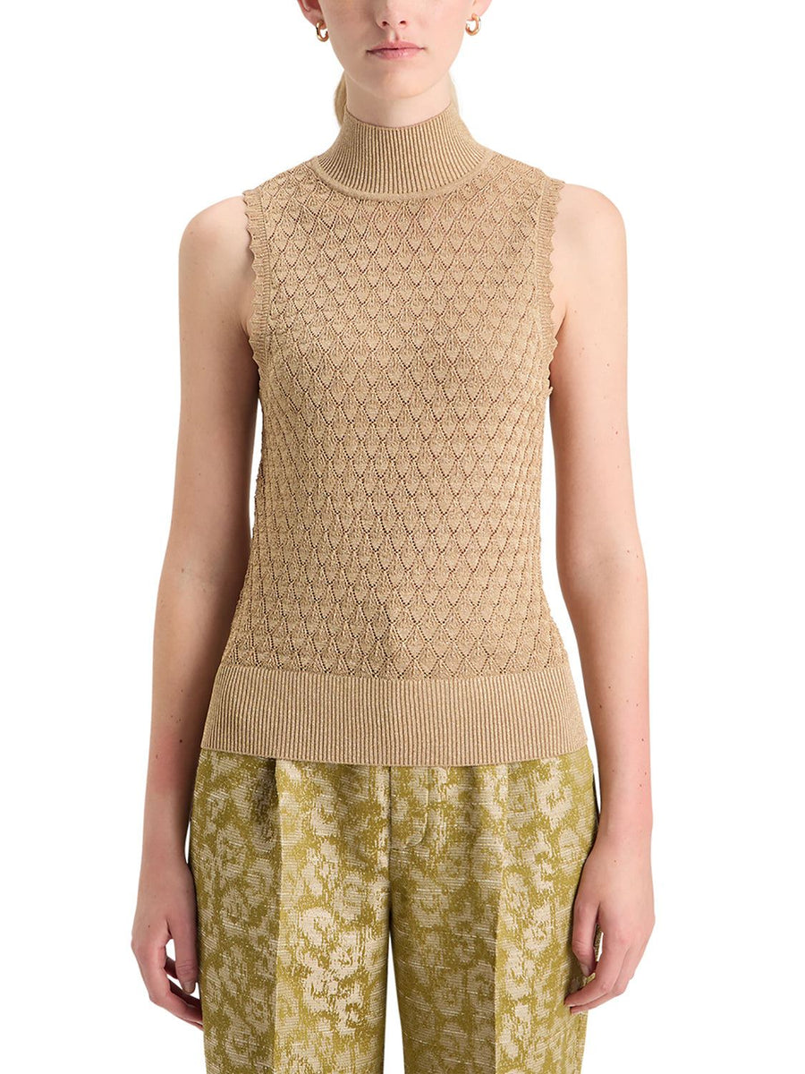 Scotch and Soda Metallic Poitelle Knitted Tank Gold