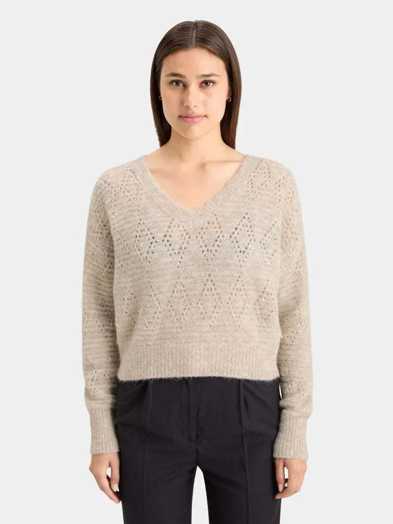 Scotch and Soda Boucle V Neck Relaxed Pullover Oatmeal Melange