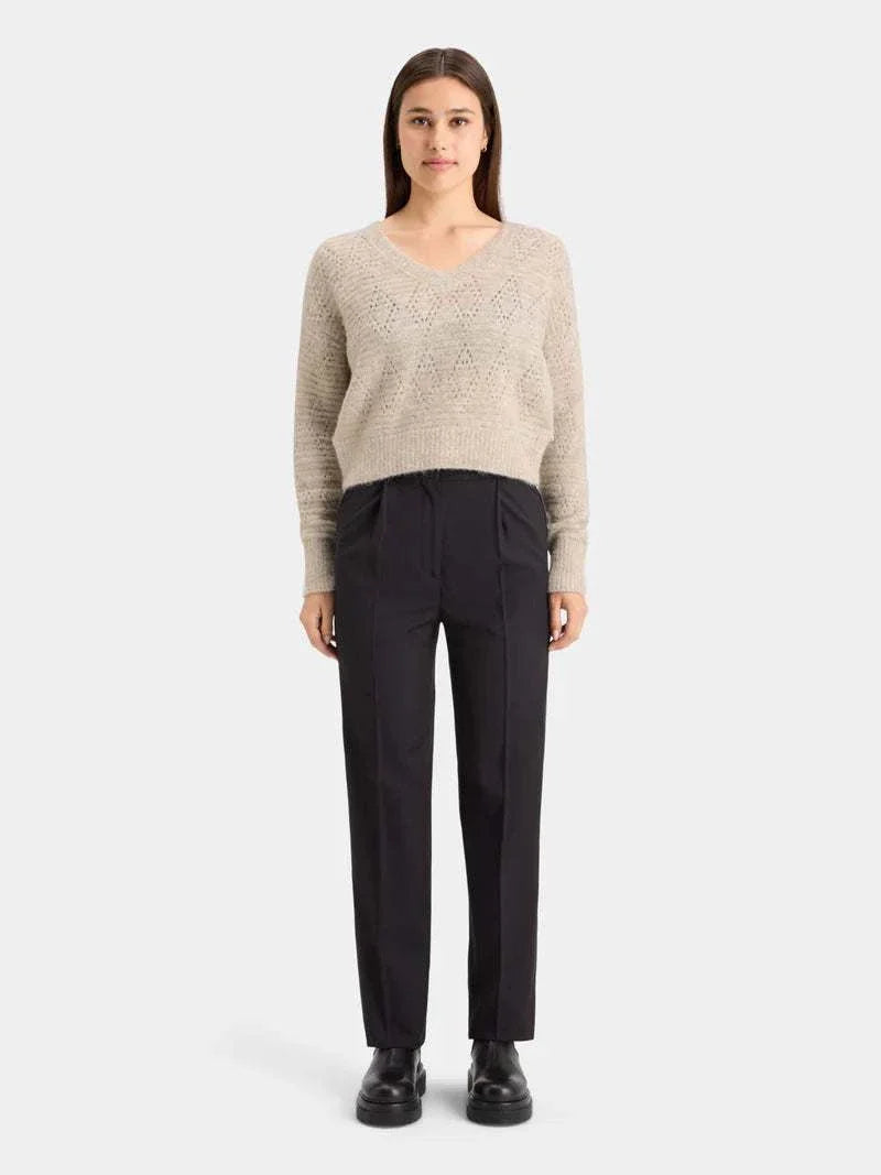 Scotch and Soda Boucle V Neck Relaxed Pullover Oatmeal Melange