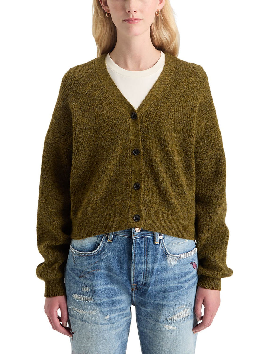 Scotch and Soda Fuzzy Relaxed Cardigan Olive Melange