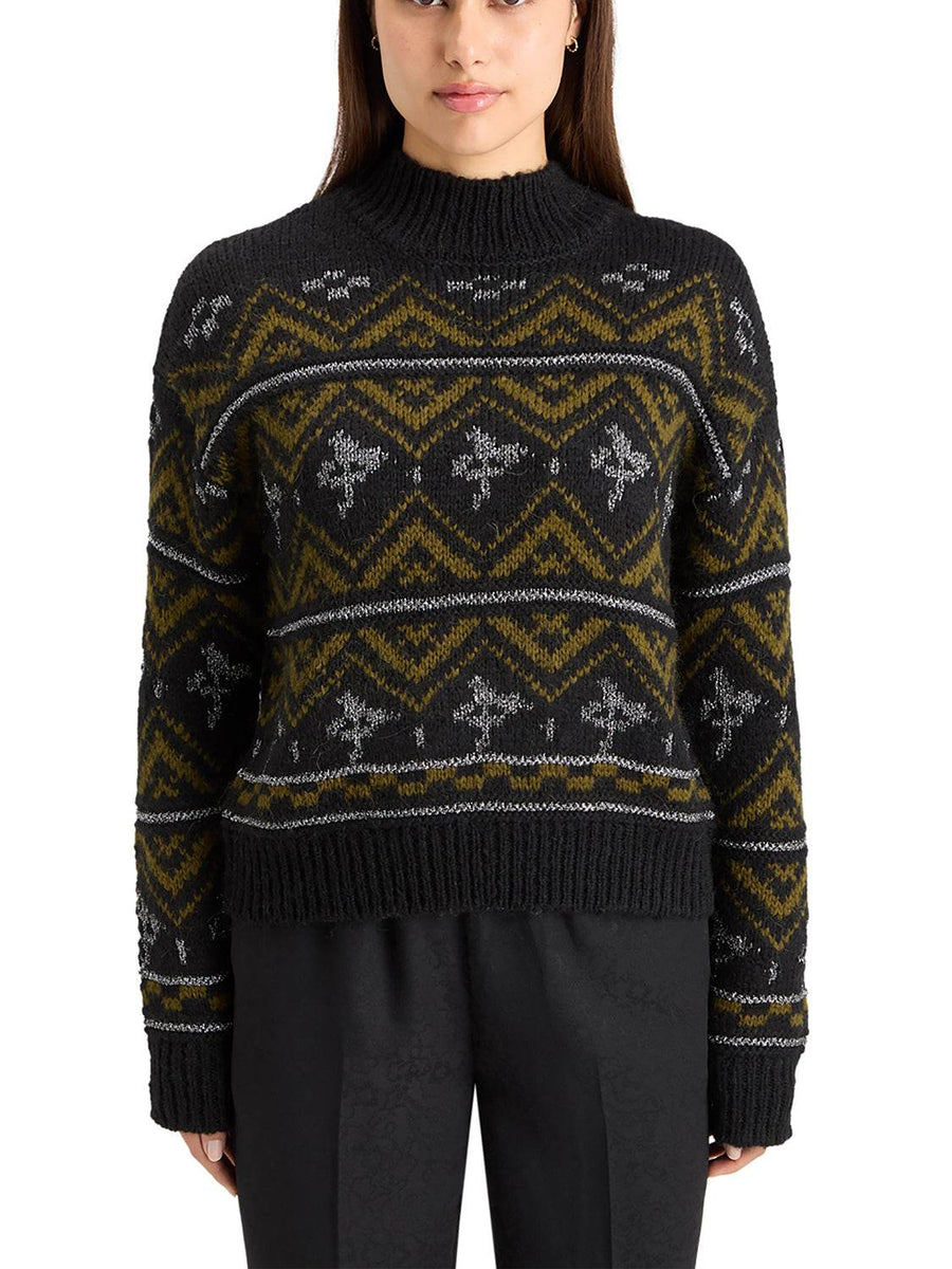 Scotch and Soda Metallic Fair Isle Pullover Evening Black